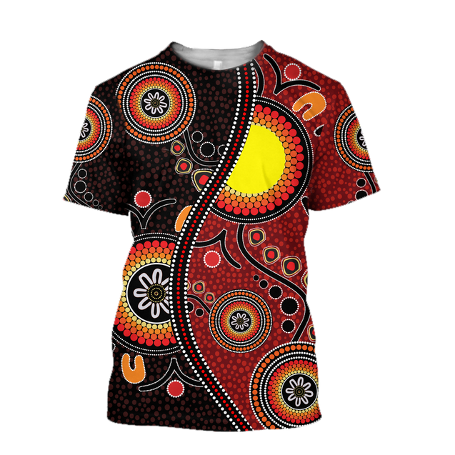 Aboriginal Australia Flag Dot Painting Art Shirt For Men And Women