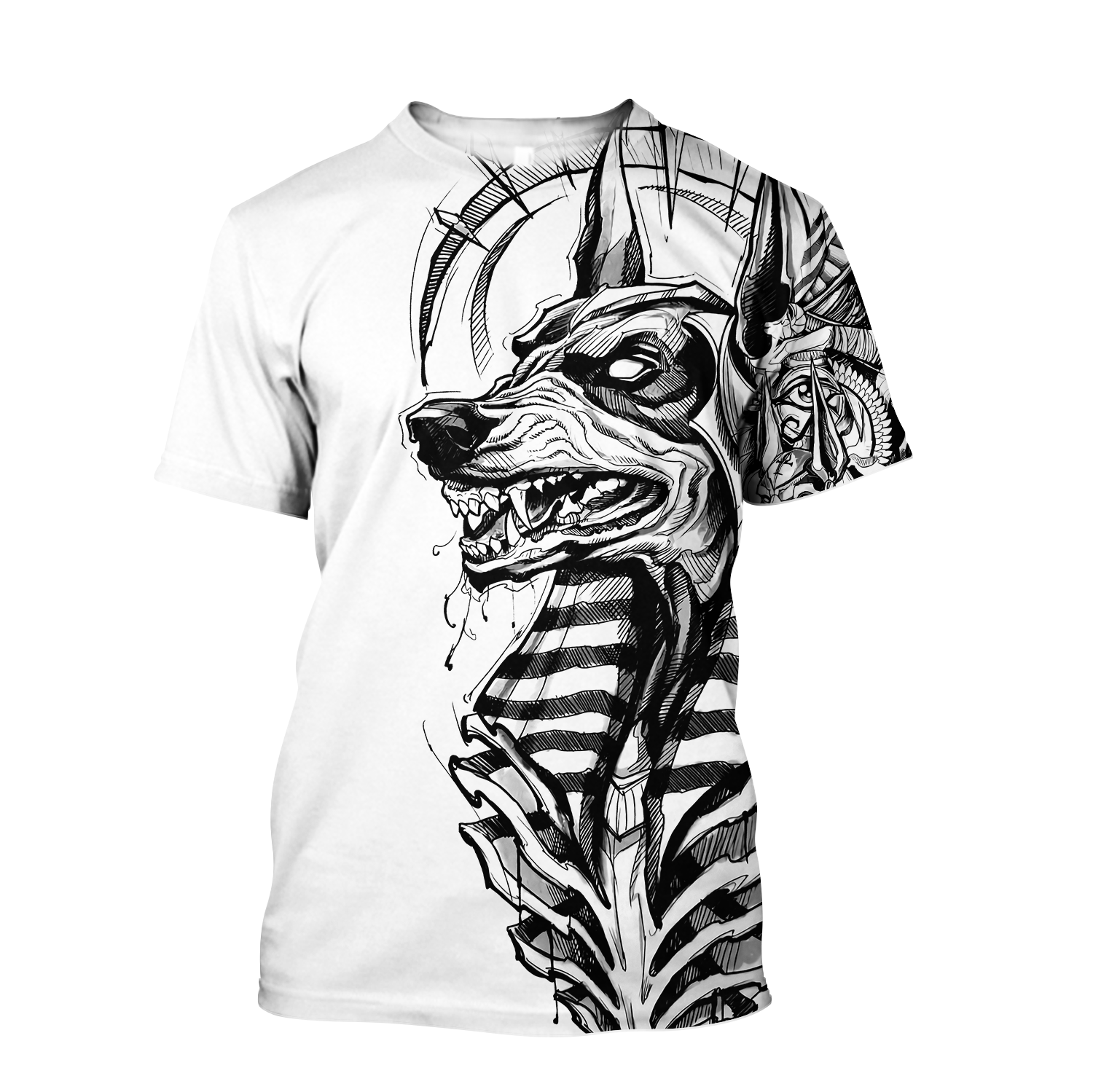 3D Ancient Egypt Anubis Tattoo Over Printed Shirt for Men and Women
