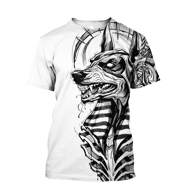 3D Ancient Egypt Anubis Tattoo Over Printed Shirt for Men and Women