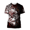 Red Thunder Wolf Tattoo Tshirt 3D All Over Printed Shirt for Men and Women