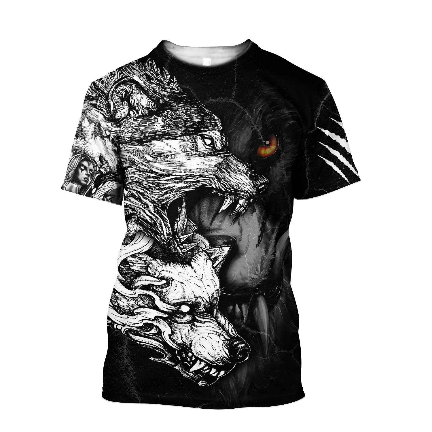 Wolf Tattoo Tshirt 3D All Over Printed Shirt for Men and Women