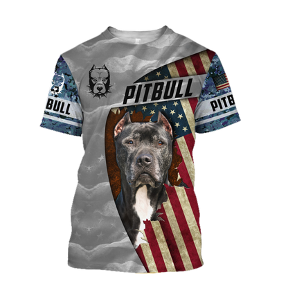 3D America Pit Bull Terrier Unisex Shirts