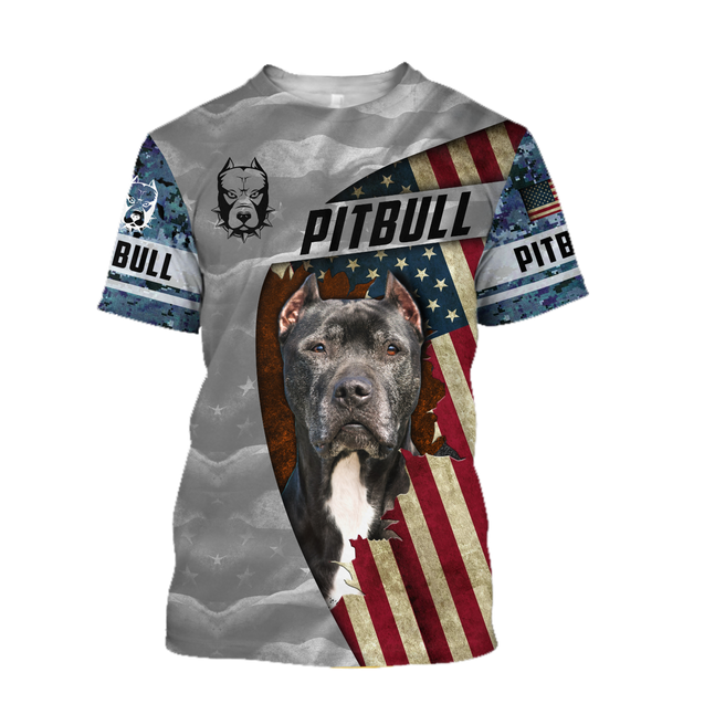 3D America Pit Bull Terrier Unisex Shirts