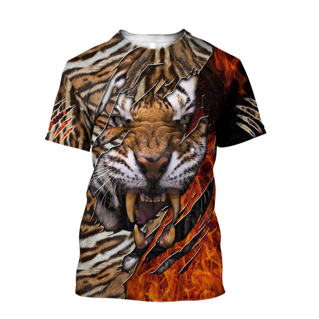 Warrior Tiger Hoodie Over Printed for Men and Women