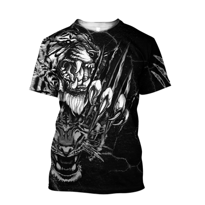 3D Tiger Tattoo Over Printed Shirt for Men and Women