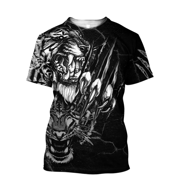 3D Tiger Tattoo Over Printed Shirt for Men and Women