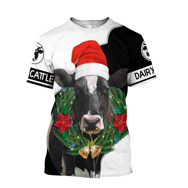 Dairy Cattle Mery Christmas 3D All Over Printed Shirts For Men And Woman