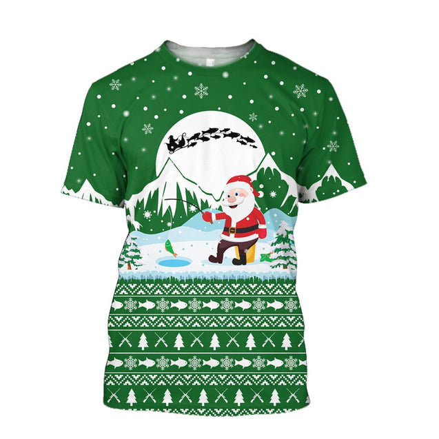 Santa Claus Goes Fishing For Xmas - Green version TR8602 - Amaze Style™-Apparel