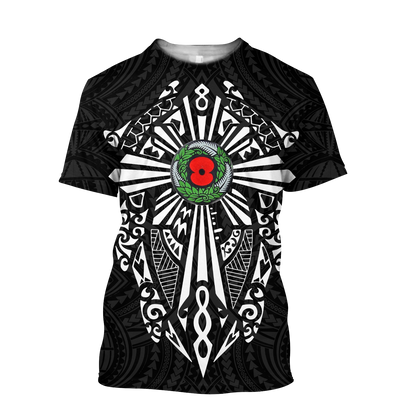 New zealand anzac, lest we forget maori cross tattoo 3d all over printed shirt and short for man and women MH3006201-Apparel-PL8386-T-shirt-S-Vibe Cosy™