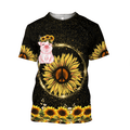 Lovely Pig And Sunflower 3D All Over Printed Shirts