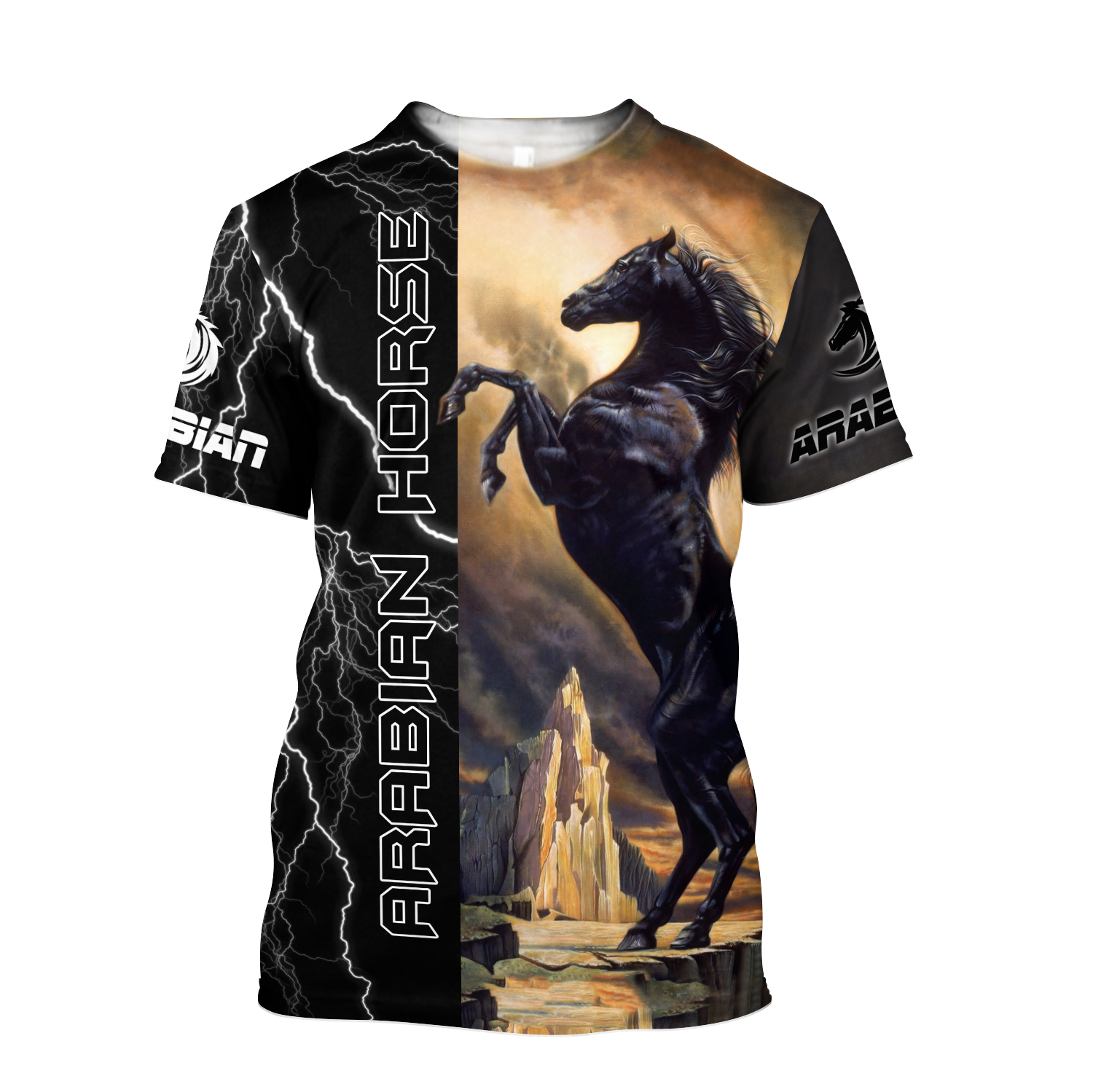 Black Stallion Arabian Horse 3D All Over Printed Shirt Hoodie Pi301202-Apparel-TA-T-Shirt-S-Vibe Cosy™