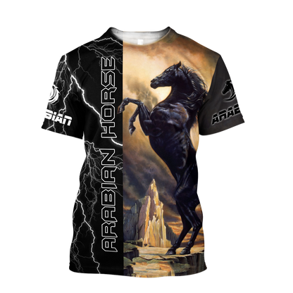 Black Stallion Arabian Horse 3D All Over Printed Shirt Hoodie Pi301202-Apparel-TA-T-Shirt-S-Vibe Cosy™
