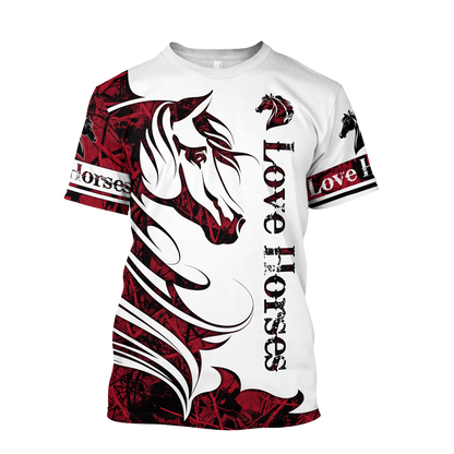 Horse Camo Red 3D All Over Printed Shirts Pi050501S1-Apparel-TA-T-Shirt-S-Vibe Cosy™