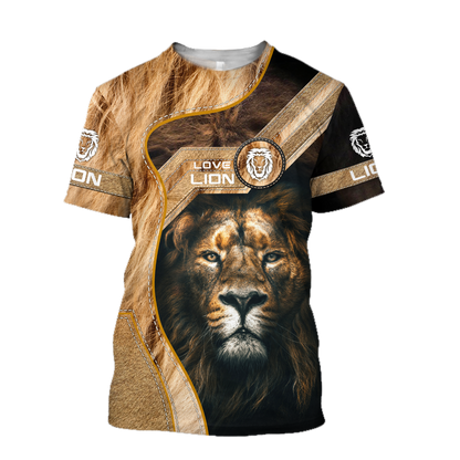 I Love Lion Over Printed Hoodie