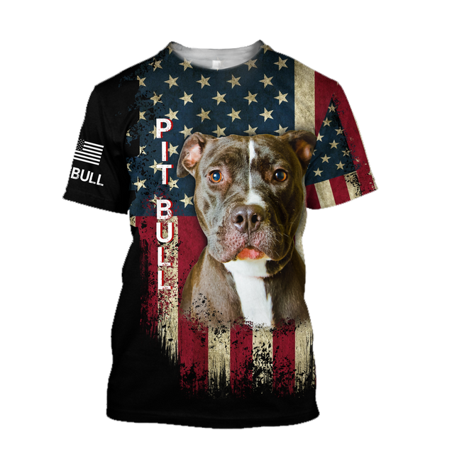 Pit Bull Terrier American Flag 3D All Over Print Hoodie TR0510202