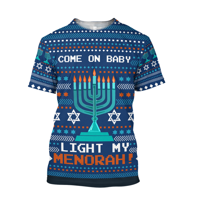 Come On Baby Light My Menorah Hanukkah Hoodie MEI