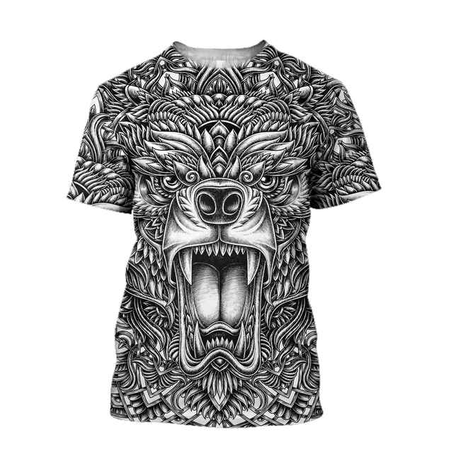 BEAR TATTOO 3D ALL OVER PRINTED SHIRTS FOR MEN AND WOMEN AZ071201 PL-Apparel-PL8386-T shirt-S-Vibe Cosy™