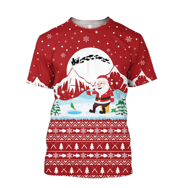 Santa Claus Goes Fishing For Xmas - Red version TR8603 - Amaze Style™-Apparel