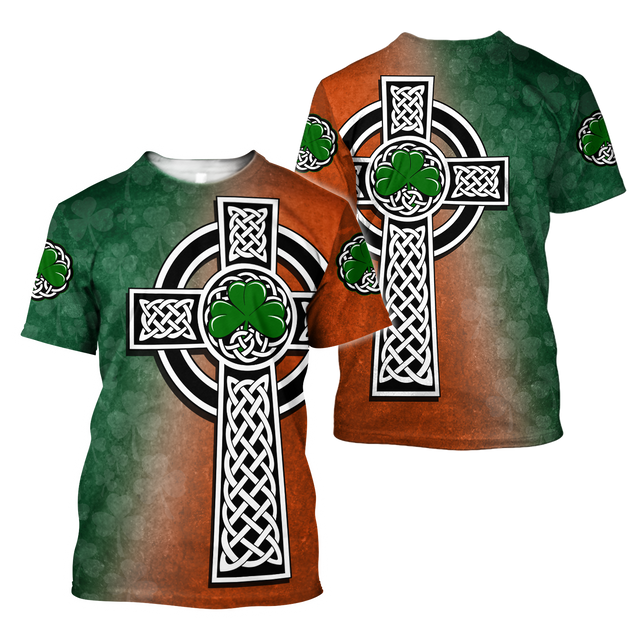 Irish Saint Patrick's Day Shamrock Celtic Cross Hoodie T-Shirt Sweatshirt-Apparel-NM-T-shirt-S-Vibe Cosy™