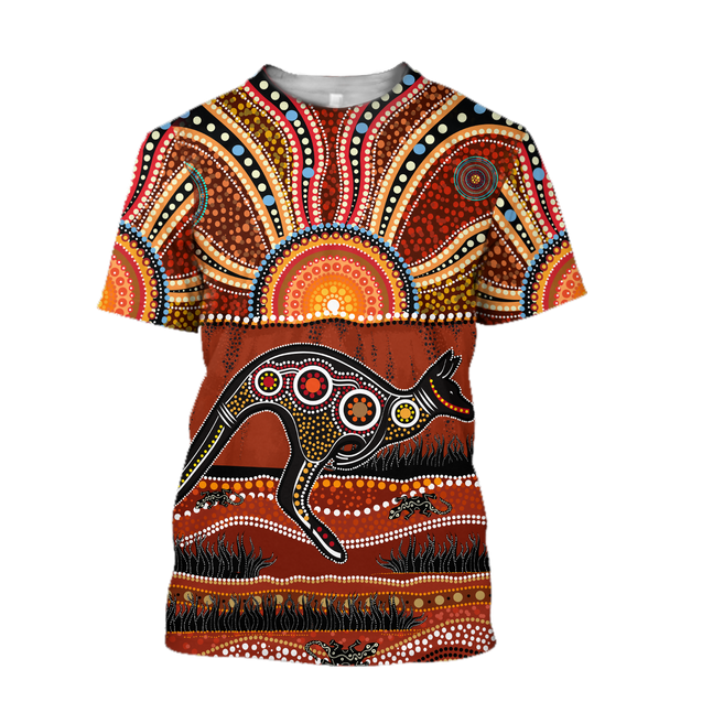 Aboriginal Australia Kangaroo running Lizard Art shirts for men and women TR2606205S