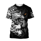 Wolf Tattoo Over Printed Shirt For Men and Women