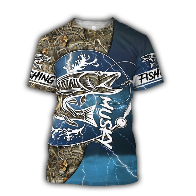 Musky Fishing huk up all Printing Shirts for men and women Blue TR021204 - Amaze Style™-Apparel