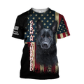 Black German Shepherd American Flag 3D All Over Print Hoodie