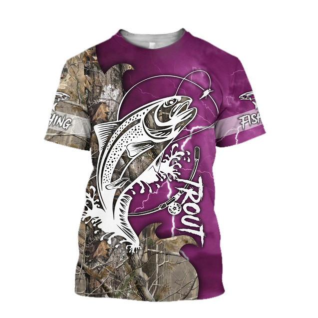 Trout Fishing purple Tattoo camo shirts for men and women TR2108203S