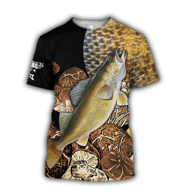 Walleye Fishing on skin mushrooms 3D all over printing shirts for men and women TR200201 - Amaze Style™-Apparel