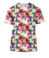 3D All Over Printing Scarlet Macaw And Flower Shirt-Apparel-Phaethon-T-Shirt-S-Vibe Cosy™