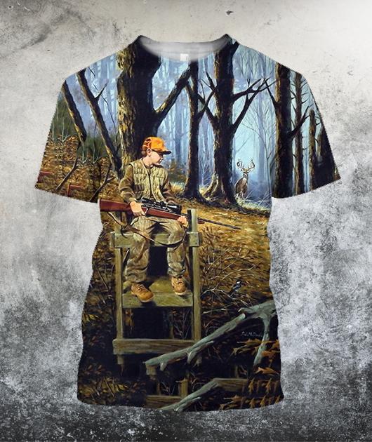 Hunting Deer Art 3D All Over Printed Shirts-Apparel-HP Arts-T-Shirt-S-Vibe Cosy™