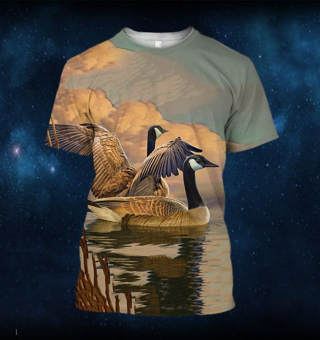 3D All Over Printed Canada Geese Clothes-Apparel-HP Arts-T-Shirt-S-Vibe Cosy™