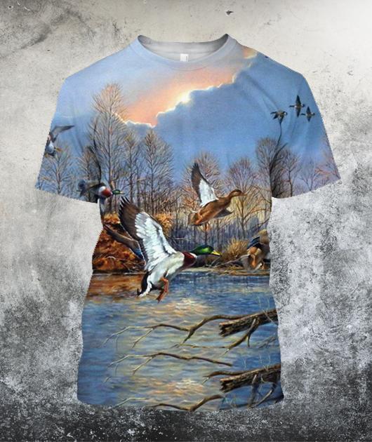 Duck-hawk Hunting 3D All Over Printed Shirts-Apparel-HP Arts-T-Shirt-S-Vibe Cosy™