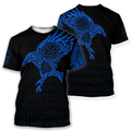 Vikings - The Raven of Odin Tattoo Blue-Apparel-HP Arts-T-Shirt-S-Vibe Cosy™