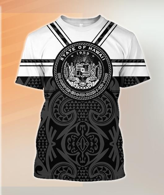 Hawaii Coat Of Arms Hoodie - Black And White J9-ALL OVER PRINT HOODIES (P)-Phaethon-T-Shirt-S-Vibe Cosy™