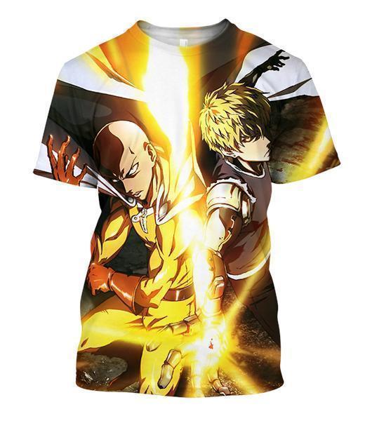 One Punch Man Awesome Battle Action Genos Vs Saitama Super Cool Hoodie-Apparel-Phaethon-T-Shirt-S-Vibe Cosy™