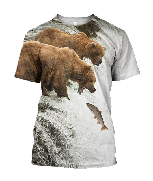 Bear hunts fish 3D all over printer shirts for man and women JJ241203 PL-Apparel-PL8386-T shirt-S-Vibe Cosy™