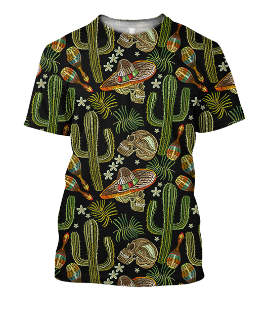 All Over Print Cactus And Skull-Apparel-NTH-T-Shirt-S-Vibe Cosy™