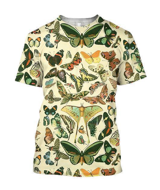 3D Printed Vintage Butterflies Clothes-Apparel-6teenth World-T-Shirt-S-Vibe Cosy™