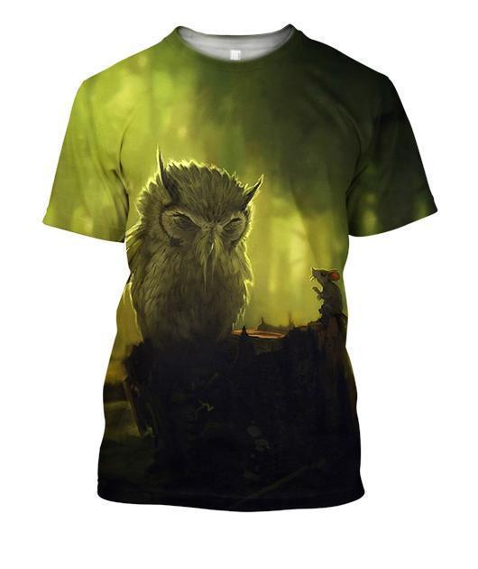 All Over Print Owl And Mouse-Apparel-Phaethon-T-Shirt-S-Vibe Cosy™