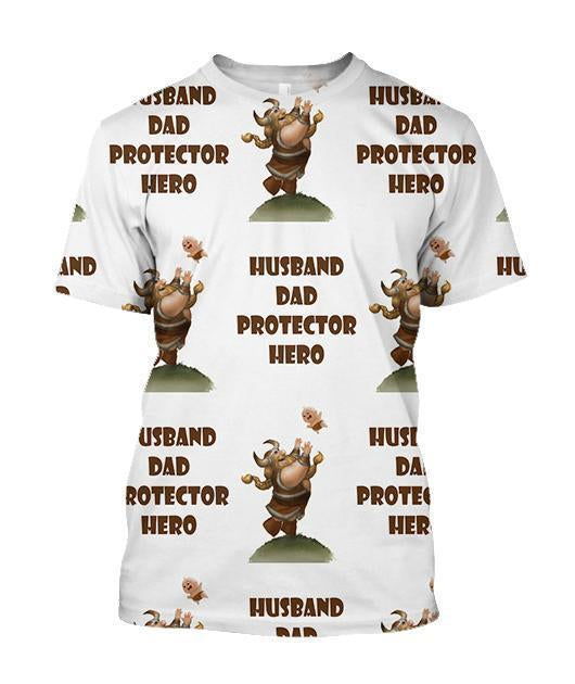 3D All Over Print Husband Dad Protector Hero-Apparel-Khanh Arts-T-Shirt-S-Vibe Cosy™