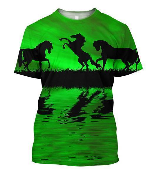 3D All Over Print Green Animals Horse Hoodie-Apparel-Phaethon-T-Shirt-S-Vibe Cosy™