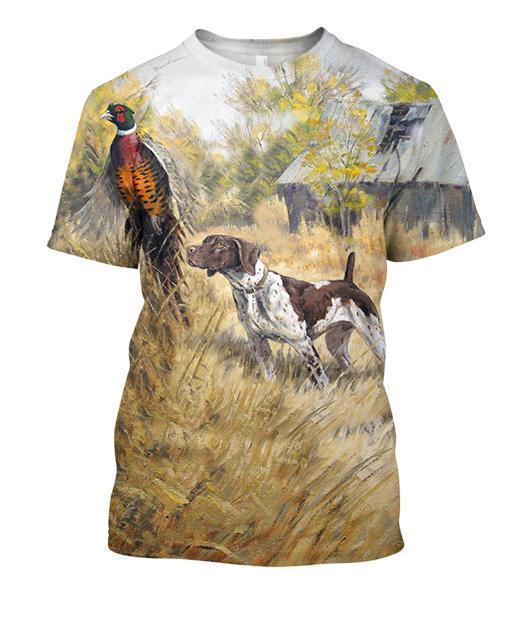 3D All Over Print Hunting Dog Pheasant Shirts Hoodie MP-Apparel-MP-T-Shirt-S-Vibe Cosy™