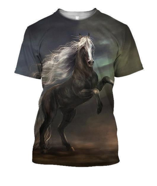 All Over Print Black Horse In The Dark-Apparel-Phaethon-T-Shirt-S-Vibe Cosy™