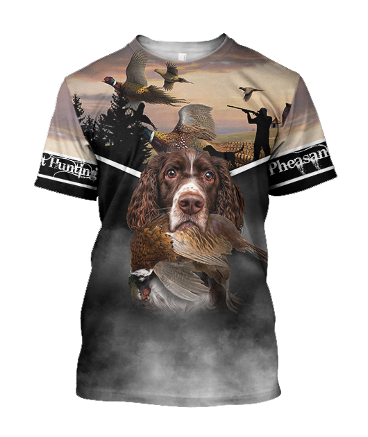 Pheasant Hunting Springer Spaniel 3D All Over Printed Shirts For Men And Women JJ180103-Apparel-MP-T-Shirt-S-Vibe Cosy™