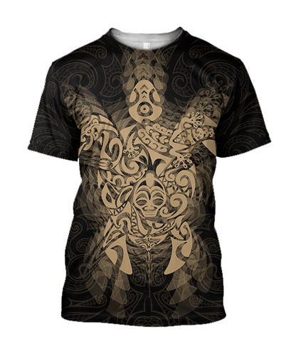 New Zealand Maori Hoodie, Wairua Tattoo Turtle Pullover Hoodie - Gold JJ150101 PL-Apparel-PL8386-T-shirt-S-Vibe Cosy™