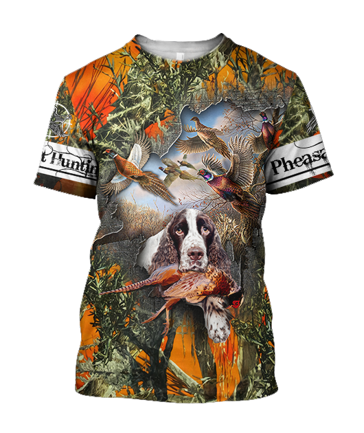 Pheasant Hunting Springer Spaniel 3D All Over Printed Shirts For Men And Women JJ180101-Apparel-MP-T-Shirt-S-Vibe Cosy™