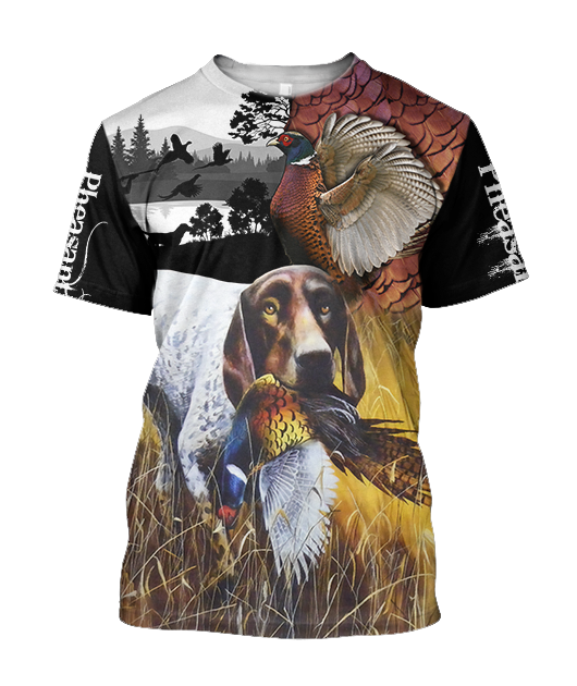 Pheasant German Shorthaired Pointer Hunting 3D All Over Printed Shirts For Men And Women JJ110201-Apparel-MP-T-Shirt-S-Vibe Cosy™