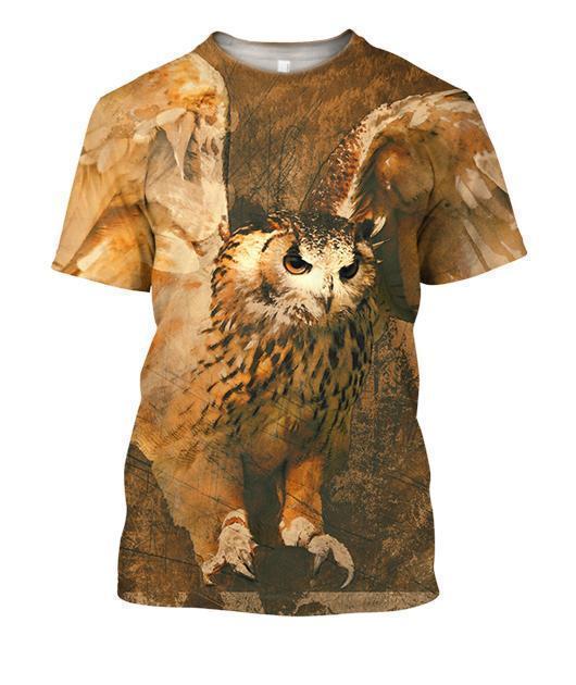 3D All Over Print Owl Flying Shirts-Apparel-Phaethon-T-Shirt-S-Vibe Cosy™