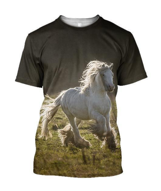 Beautiful White Horse Shirt - Winter Set for Men and Women JJ061203-Apparel-NNK-T-Shirt-S-Vibe Cosy™